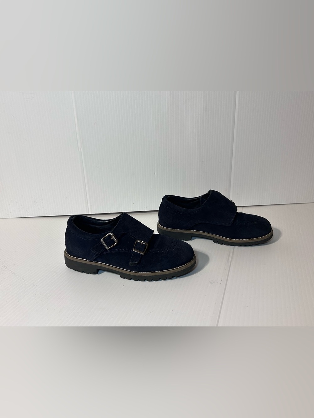 Blublonic Harper navy suede wingtip dress shoe size 32 EU / 1 US